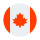Round icon of the Canadian flag with a red maple leaf centered on white and red stripes