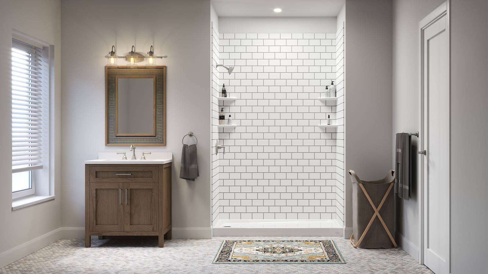 Shower with Subway Tile tile-look walls by Southern Showers