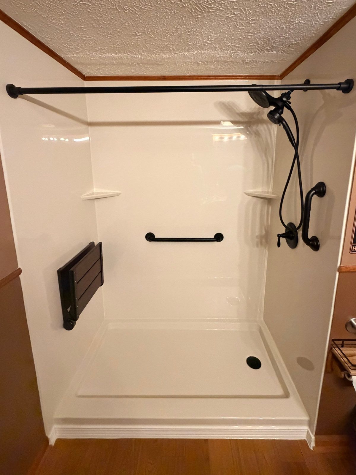Low-step walk-in shower after a tub-to-shower conversion by Southern Showers
