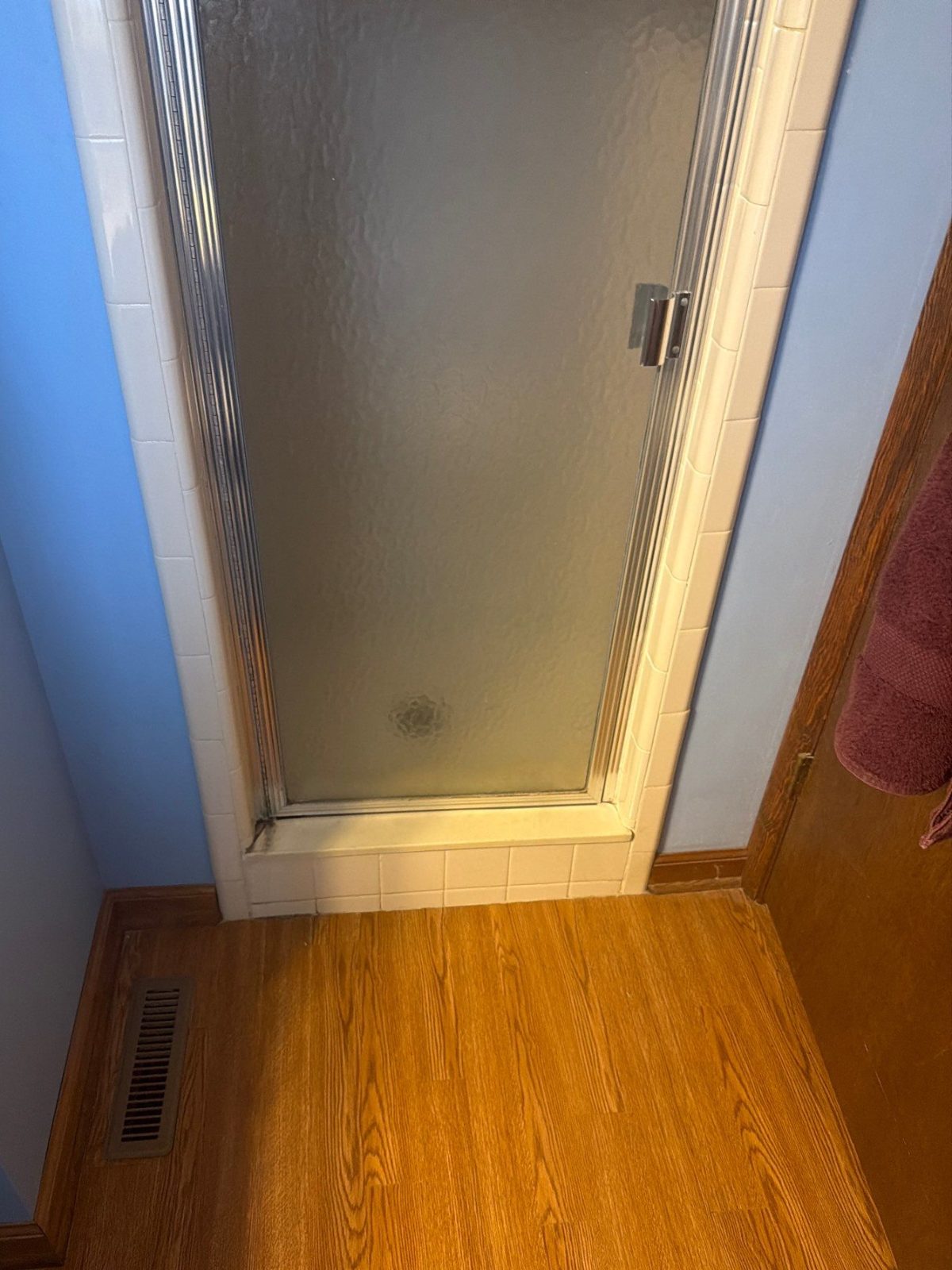 Before: the old shower before a Southern Showers shower replacement