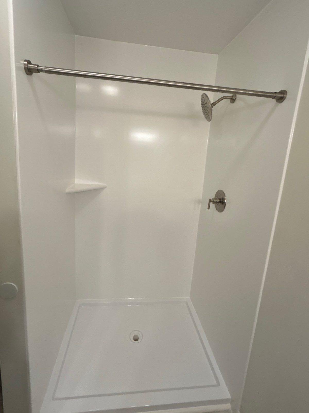 After: the new walk-in shower after a Southern Showers shower replacement