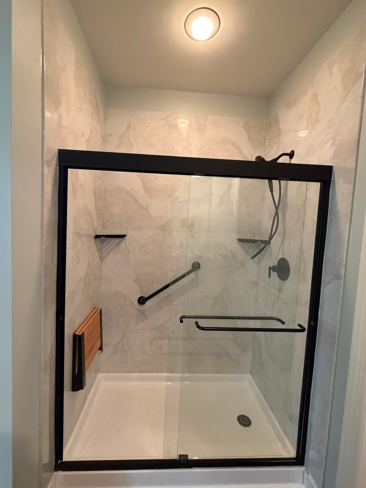 New walk-in shower after a shower replacement by Southern Showers