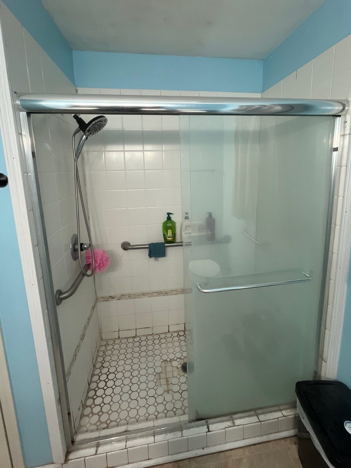Before: the old shower before a Southern Showers shower replacement
