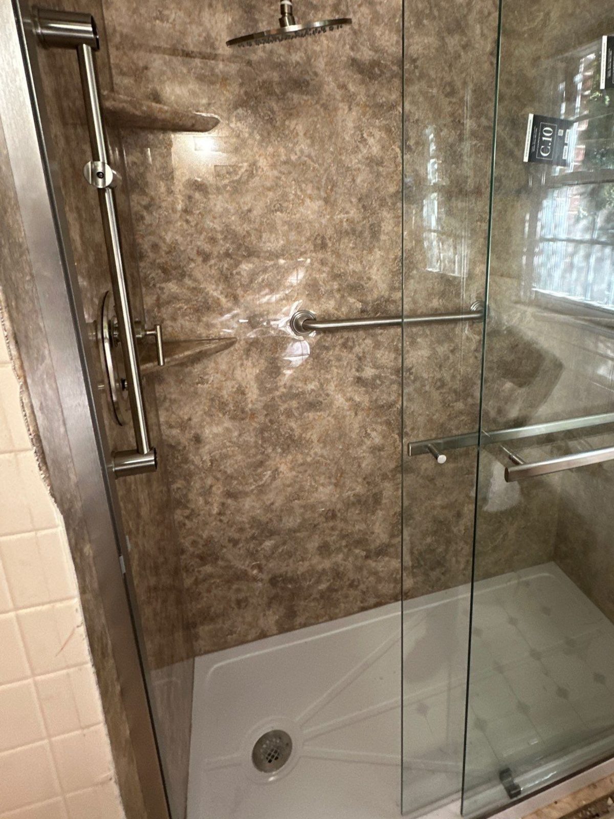 Low-step walk-in shower after a tub-to-shower conversion by Southern Showers