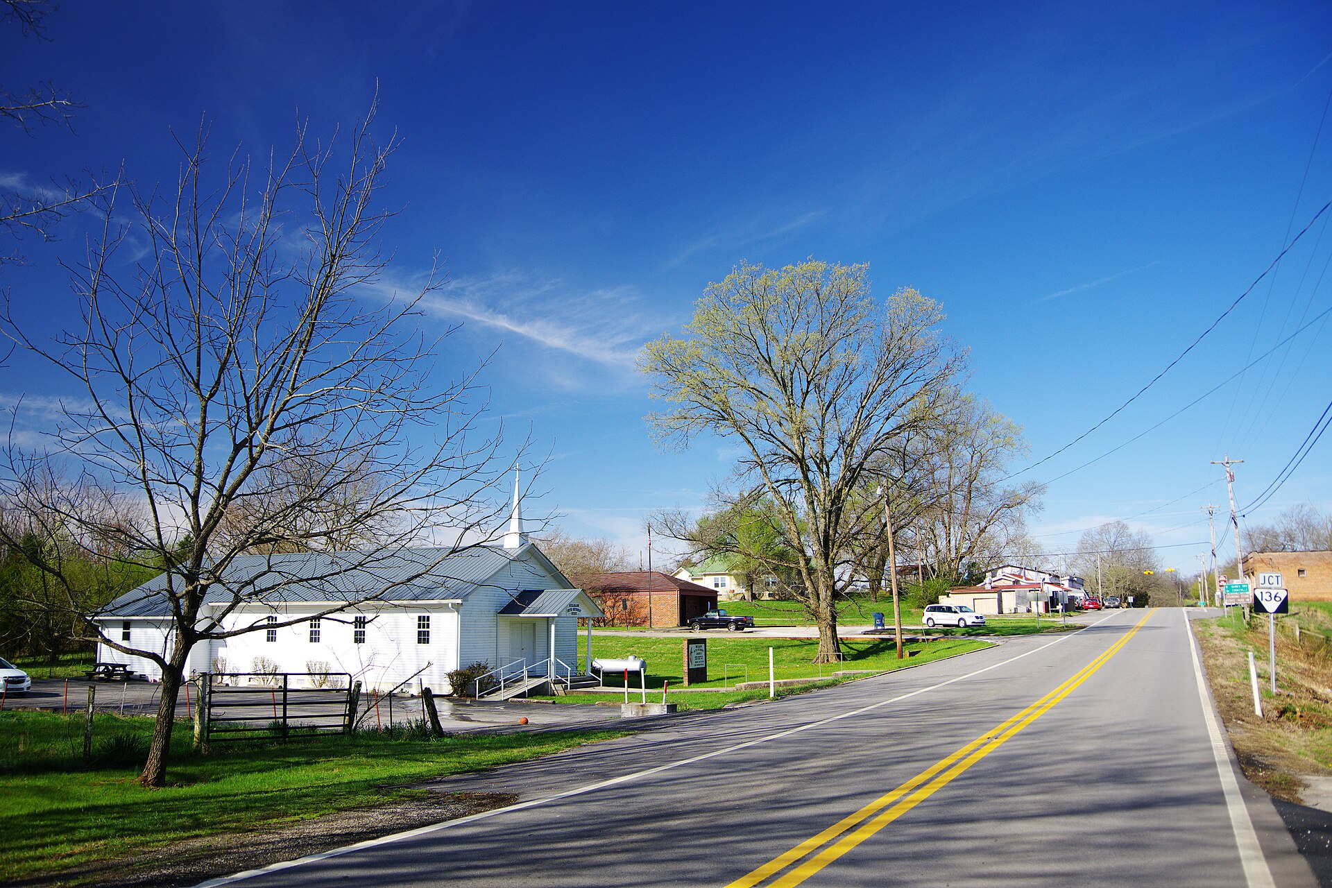 State Route 85 running through Hilham, Tennessee