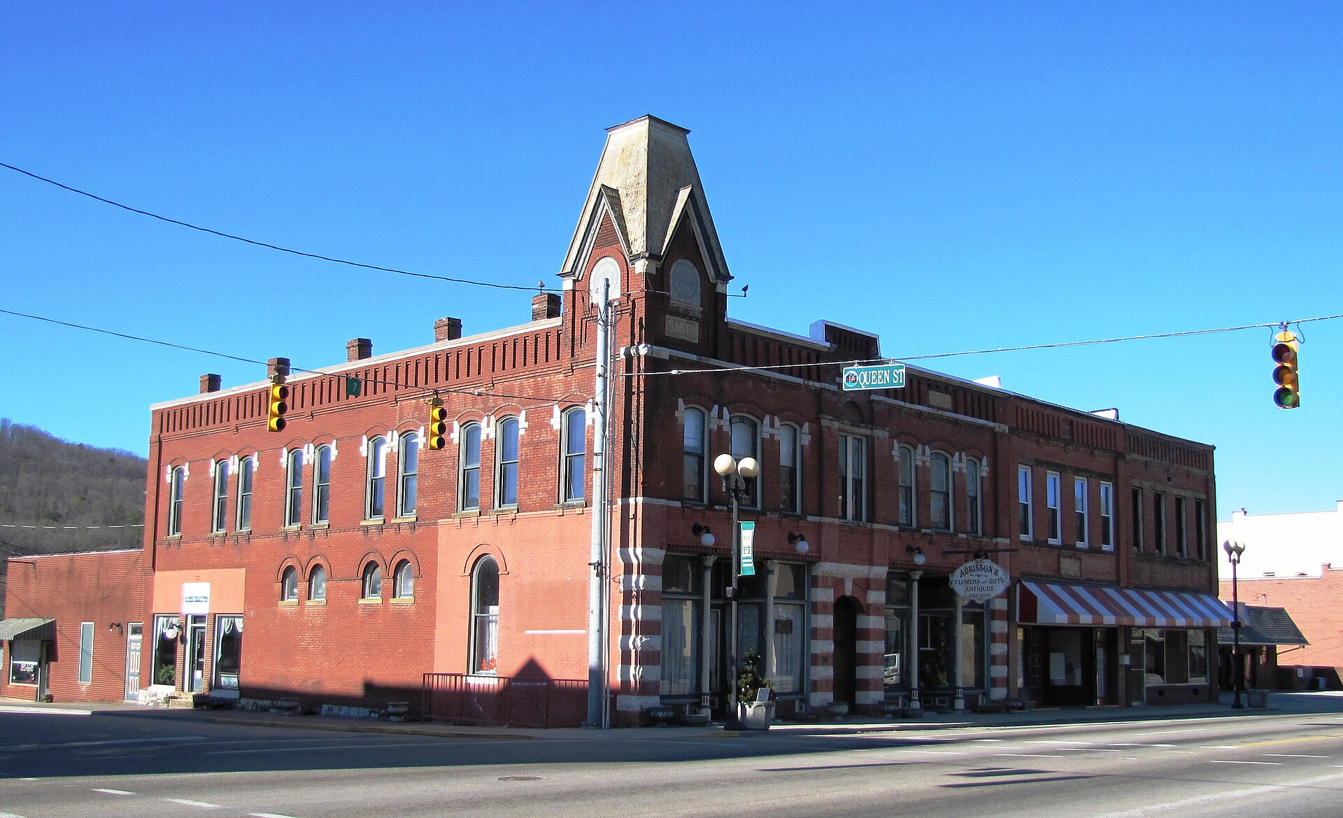 Historic Roane Street commercial block in Harriman, Tennessee