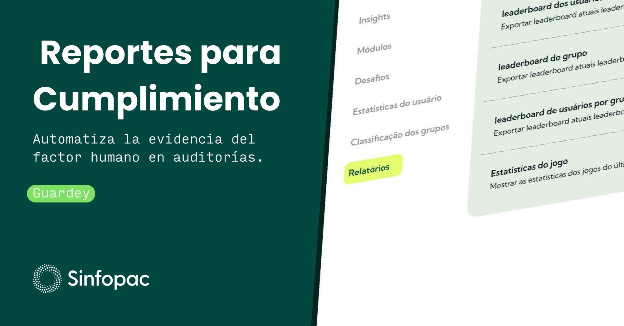 Imagen conceptual sobre la actualización del roadmap de productos de Guardey, mostrando el logo de Guardey y Sinfopac a la izquierda y una ilustración estilizada del panel de control de la plataforma a la derecha.