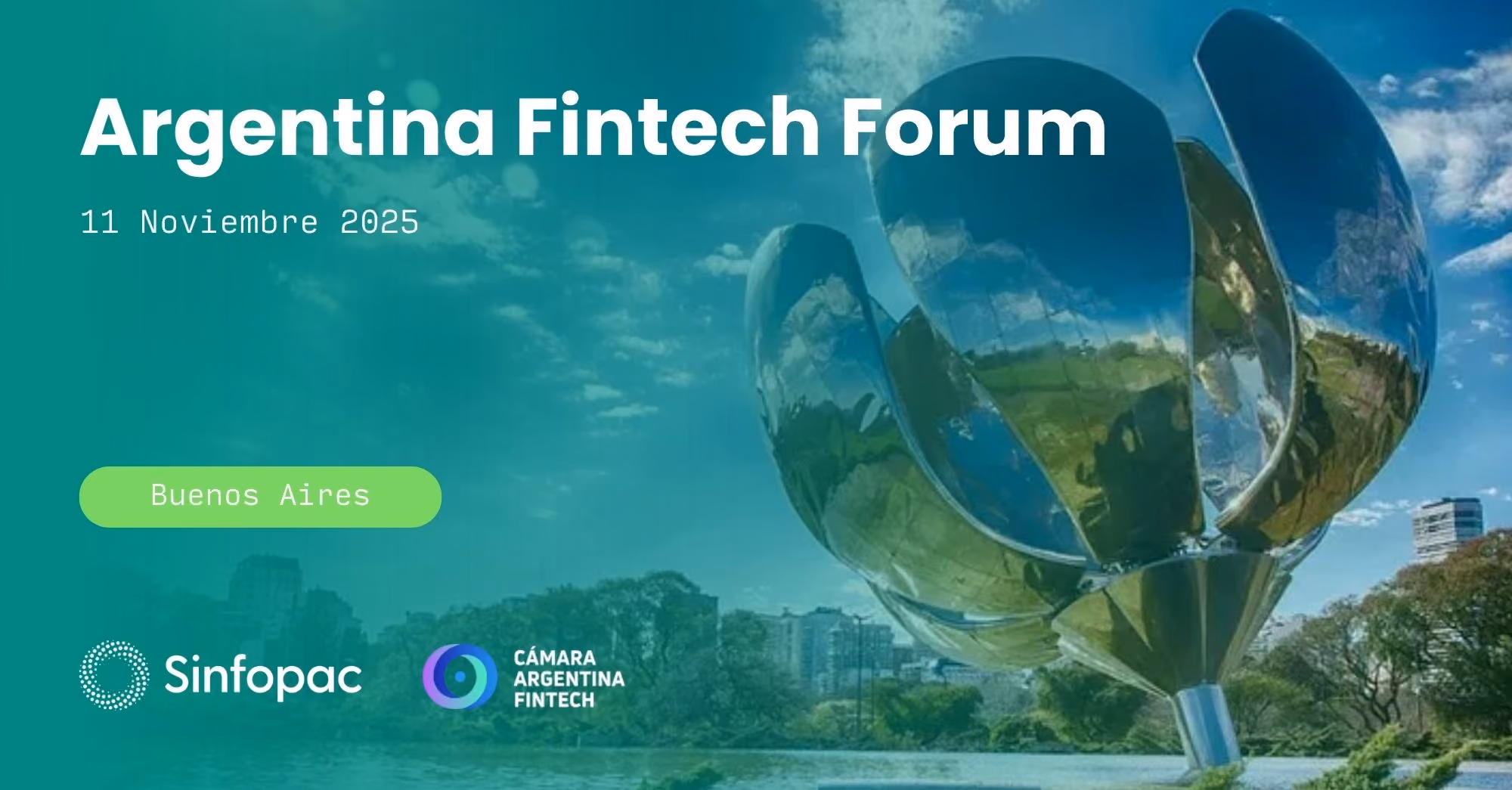 Banner del Argentina Fintech Forum 2025 con el logo de Sinfopac y el lema 'Convergencia'.