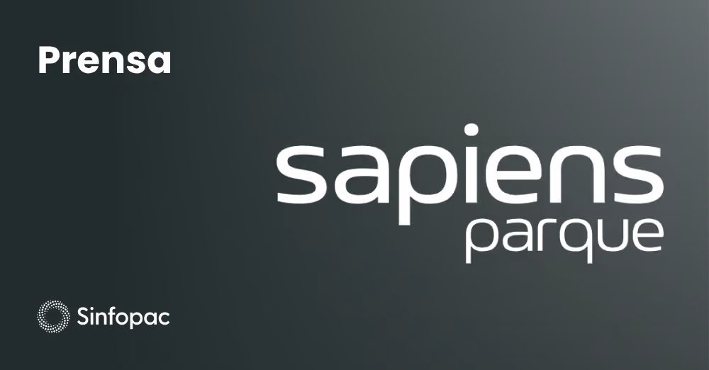 Logotipo de parque tecnológico e de inovação sobre fundo escuro de imprensa corporativa