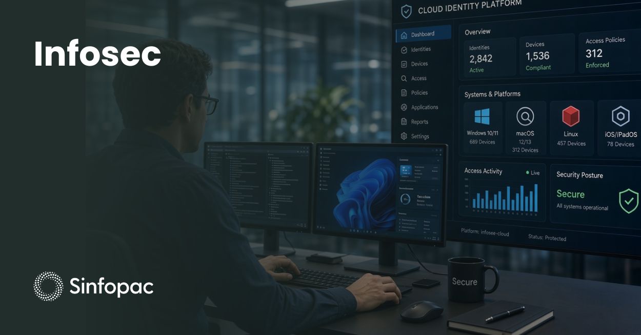 Profissional de TI gerenciando identidades, dispositivos e acessos a partir de uma plataforma unificada