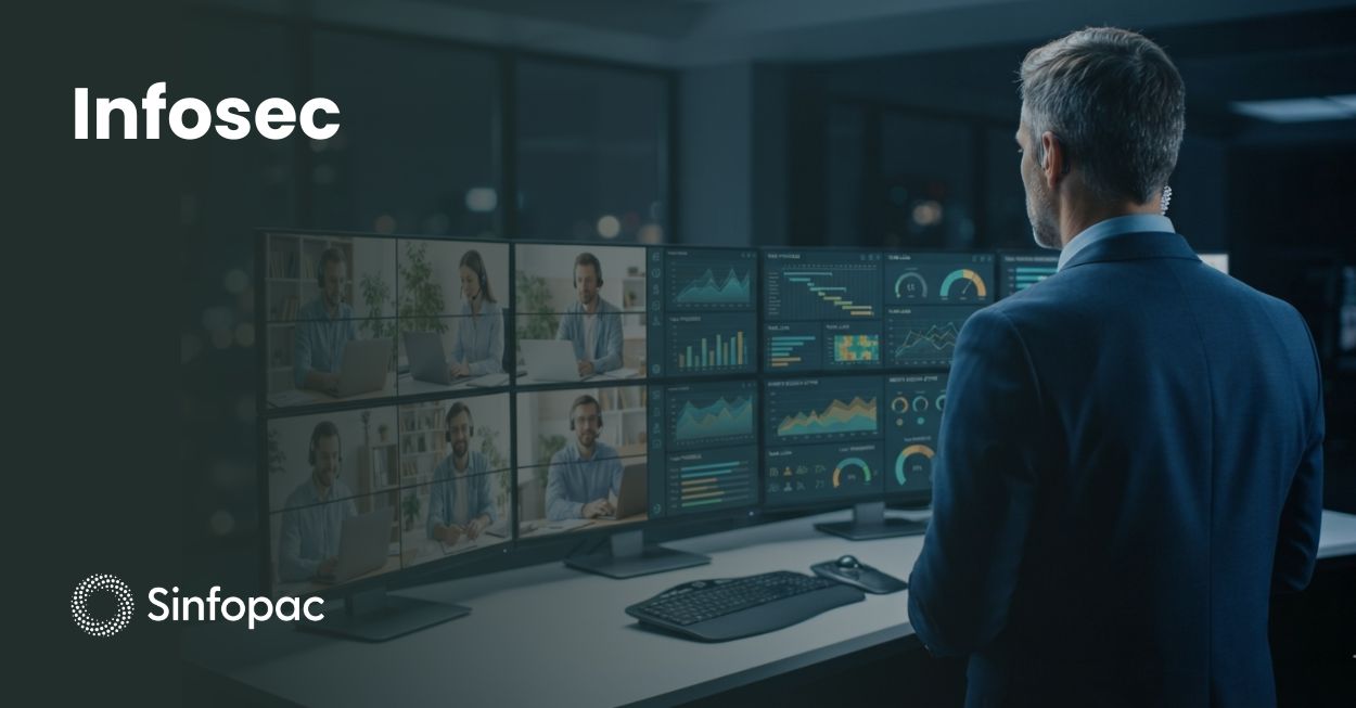 Supervisor corporativo analizando métricas de analítica de productividad y monitoreo de empleados remotos en tiempo real