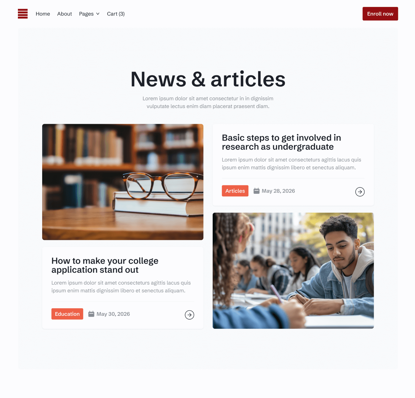 Hero Blog V2 Eduhub University Webflow Template | BRIX Template
