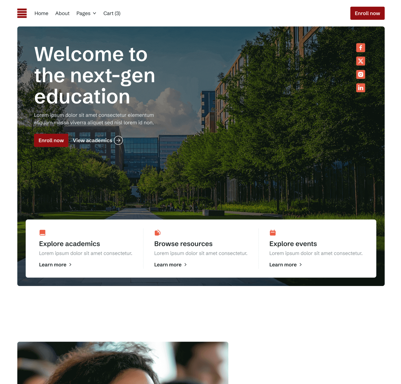Hero Home V1 Eduhub University Webflow Template | BRIX Template
