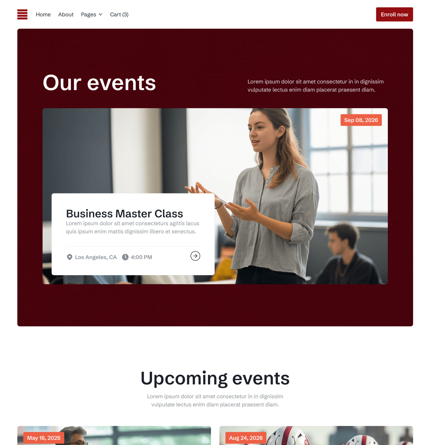 Main Events Eduhub University Webflow Template | BRIX Template
