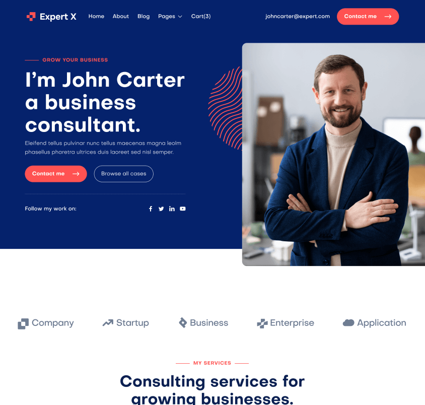 Expert X - Home V1 Top Page - Business Coach Webflow Template