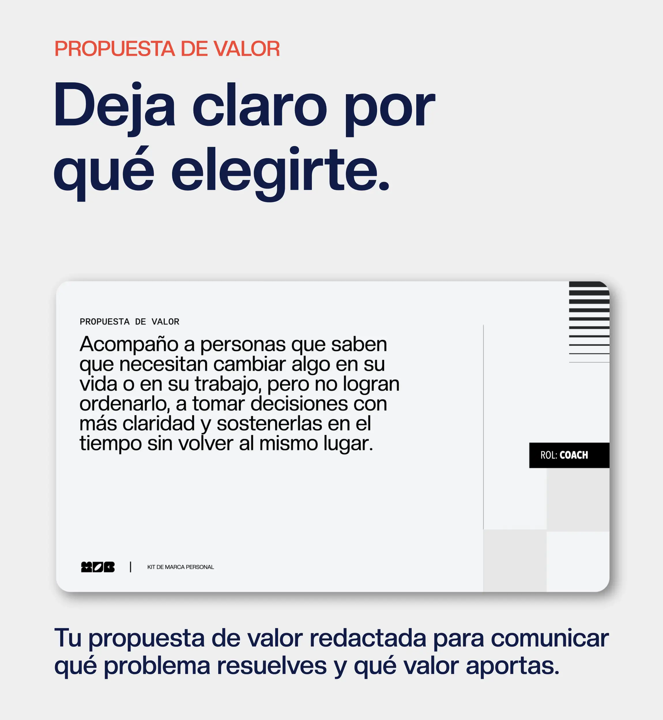 Texto que describe acompañar a personas para tomar decisiones claras y sostenidas sin volver al mismo lugar.