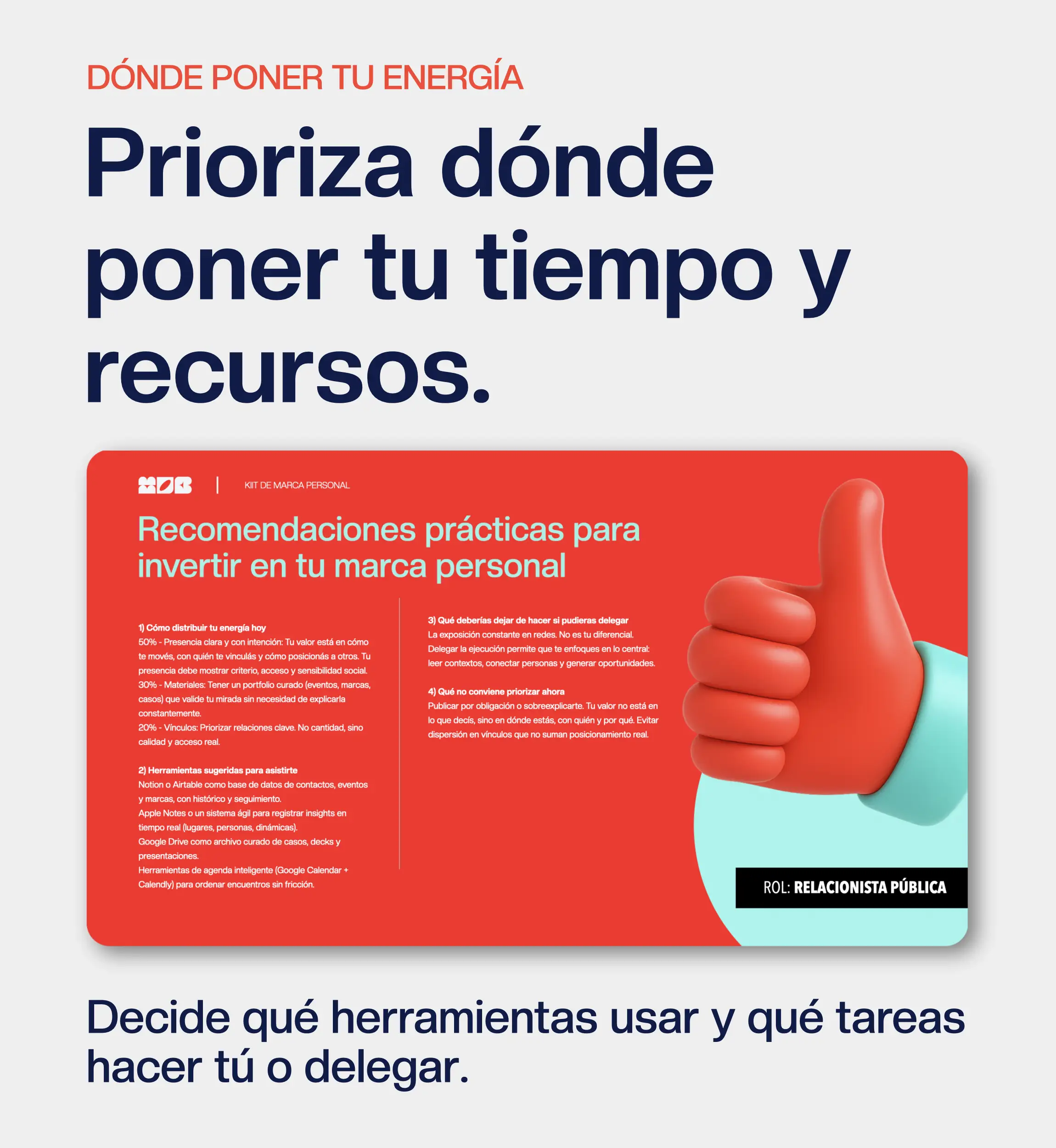 Gráfico de pilares de contenido en español para el rol de artista plástico con texto descriptivo y formas rojas.