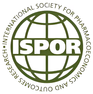 Logo of ISPOR featuring a green globe with the text ISPOR in bold and the full name International Society for Pharmacoeconomics and Outcomes Research encircling it.