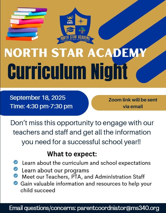 North Star Academy Curriculum Night event flyer September 18 2025