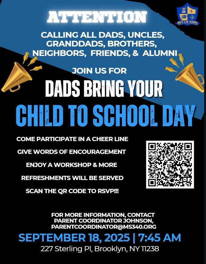 Flyer for Dads Bring Your Child to School Day September 18 2025