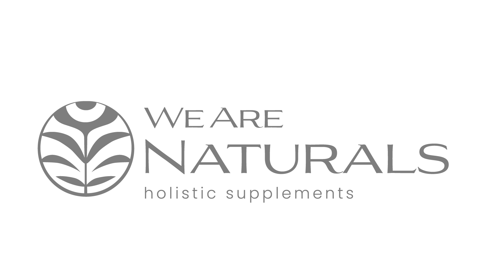 We Are Naturals logo with stylized leaf design and tagline holistic supplements.