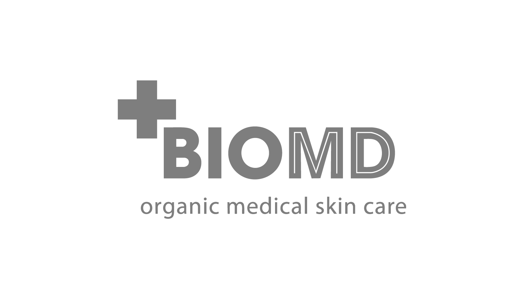 Logo with a medical cross symbol followed by the text BIOMD and the tagline 'organic medical skin care'.