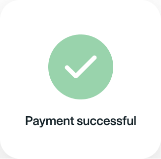 A notification icon showing a green circle with a white checkmark, indicating Payment successful.