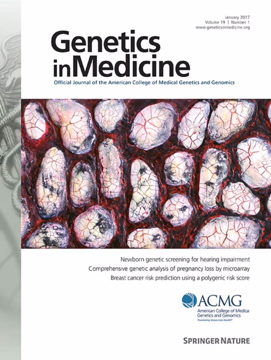 Cover of the May 2016 issue of Genetics in Medicine