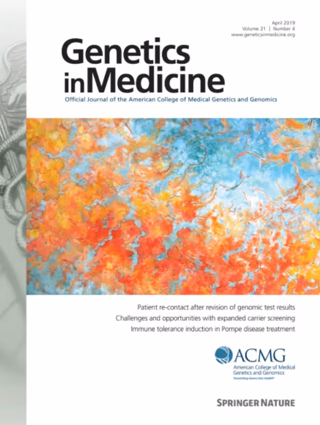 Cover of September 2018 issue of Genetics in Medicine