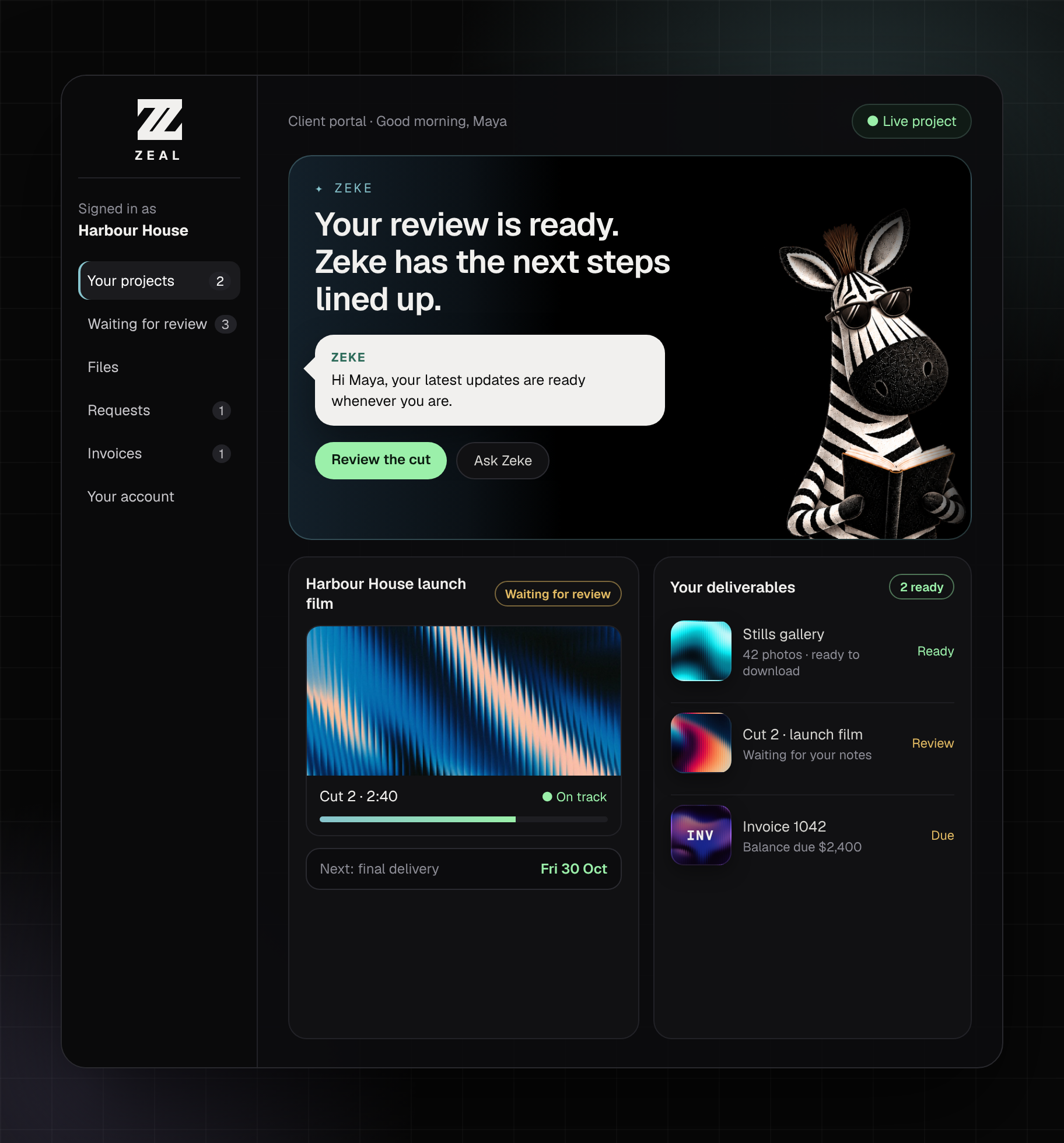 Structured ZEAL project planning workspace