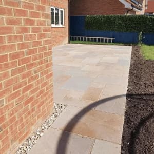 Paved patio area beside house – Lancashire