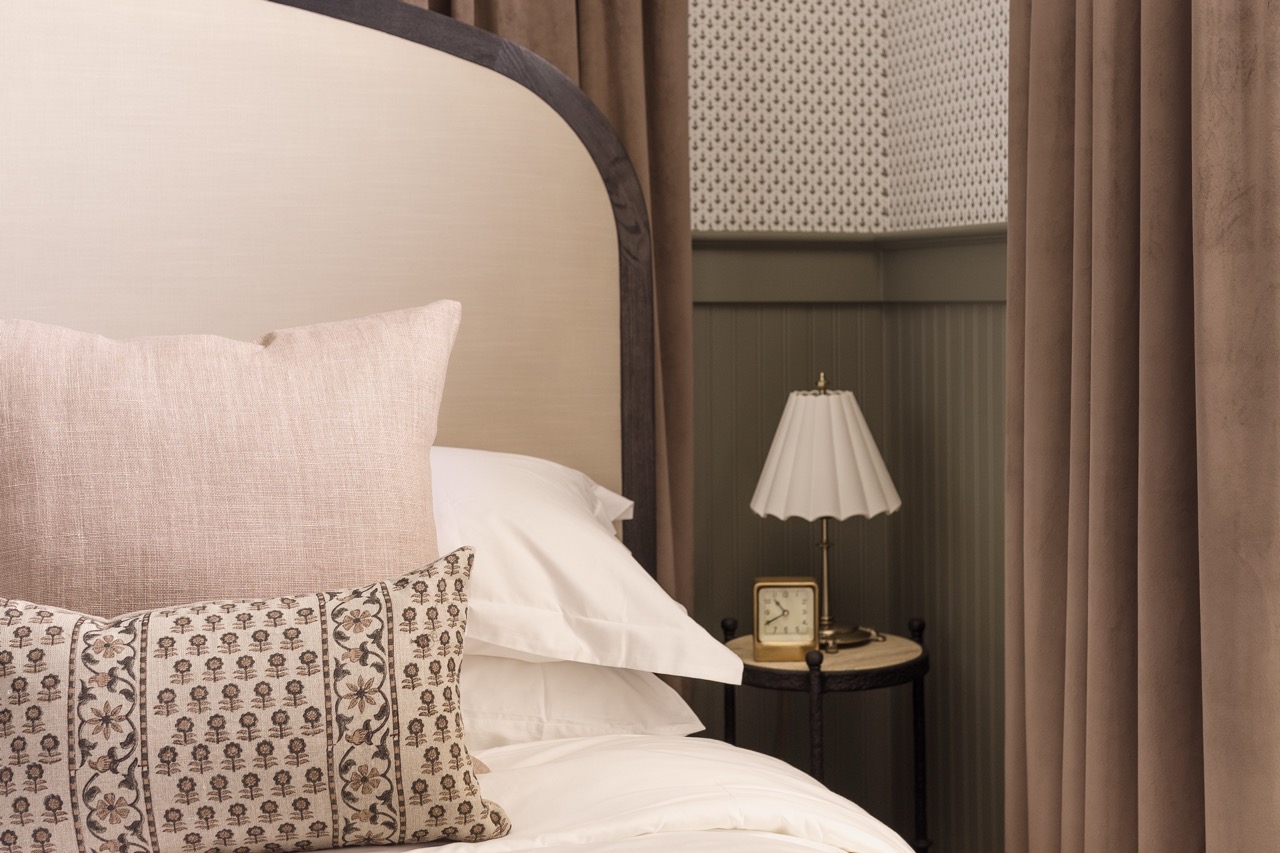 Bedside table and lamp, The Hutton suite at Sylvan Park Boarding House, Nashville