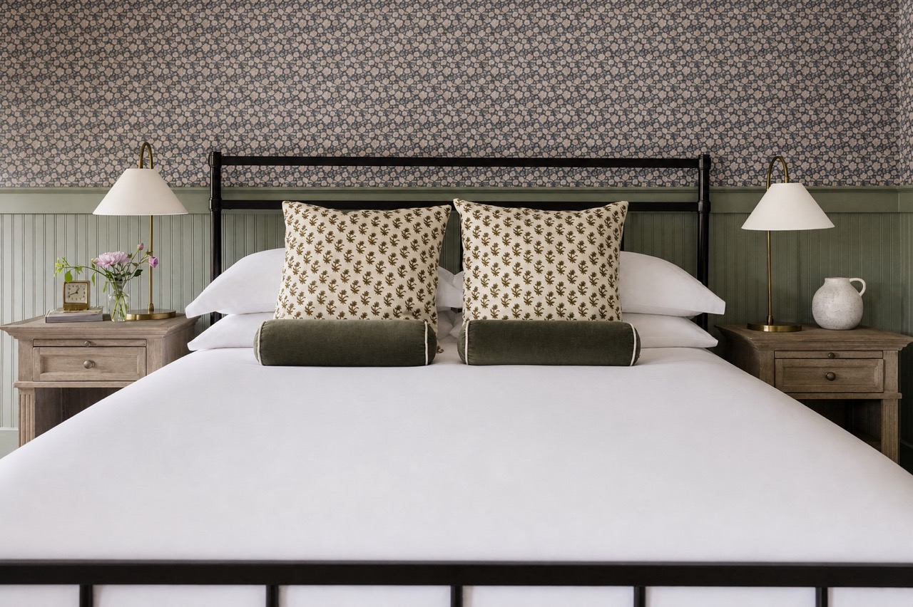 Close view of the bed and pillows, The Robertson suite