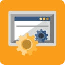A browser window with gears