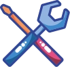 Wrench and a paint brush