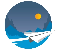 A paper airplane flying