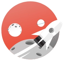 A rocket flying in space