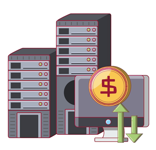 Computers and devices surrounding a server rack
