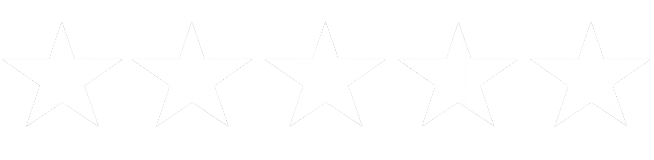 Five glowing white stars in a horizontal row on a grey gradient background.