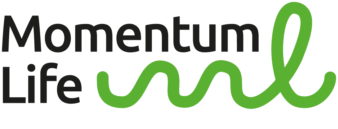 Momentum Life logo with stylized green 'ml' design.
