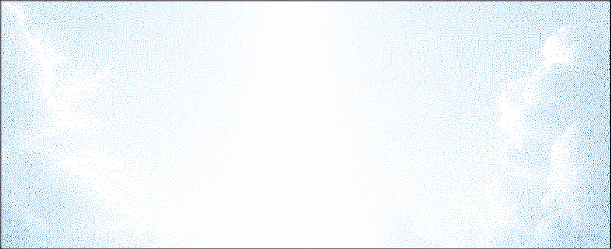 White background with light blue dotted decorative swirls and curls on edges