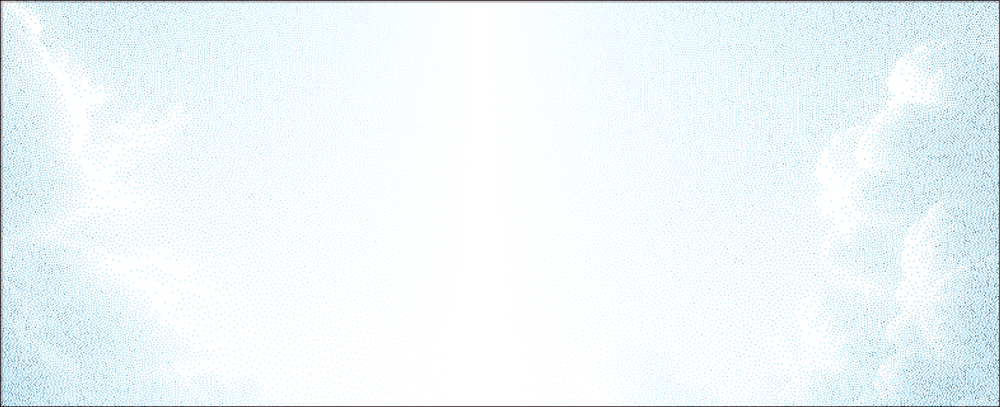 White background with light blue dotted decorative swirls and curls on edges