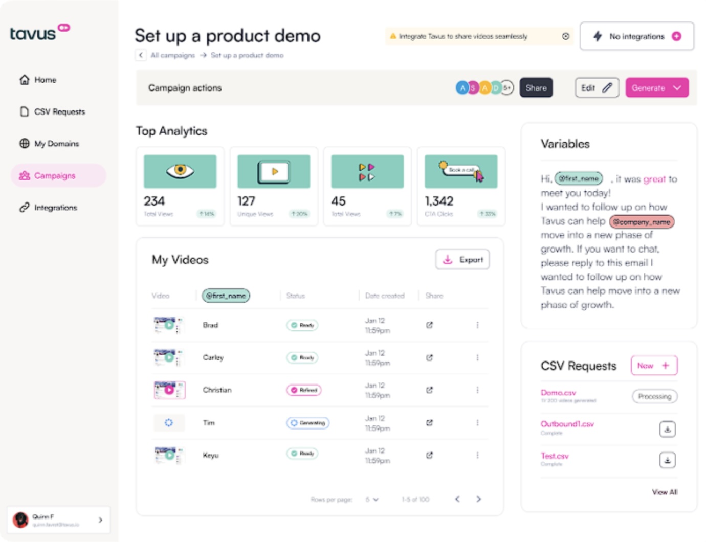 Tavus demo product