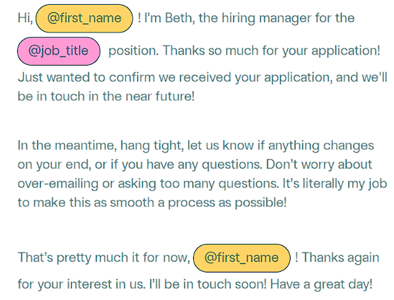personalized video to send updates to job applicants
