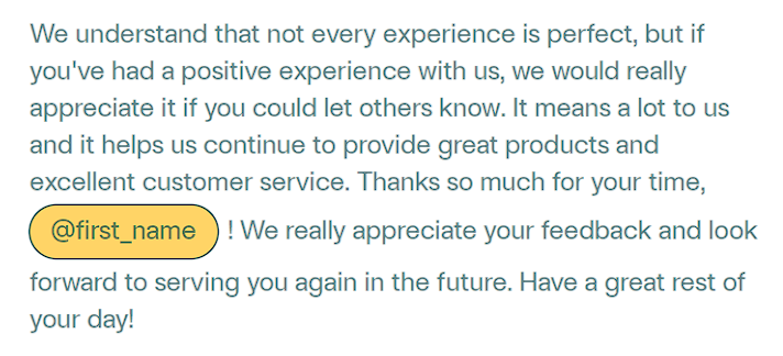 Video transcript created with Tavus to entice customers leave a review
