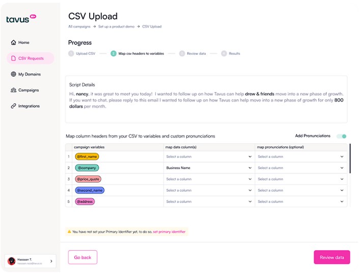 tavus csv