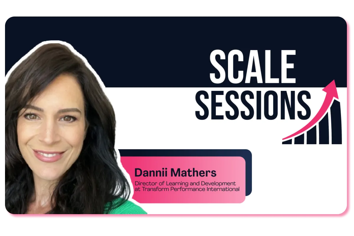 Graphic of Scale Sessions Podcast Episode Two information, featuring Dannii Mathers