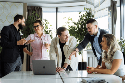 A growing sales team working together