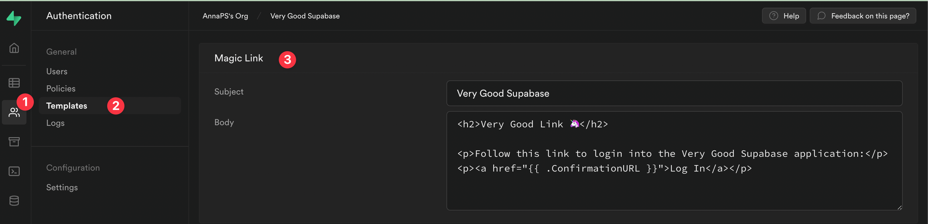 Magic link customization