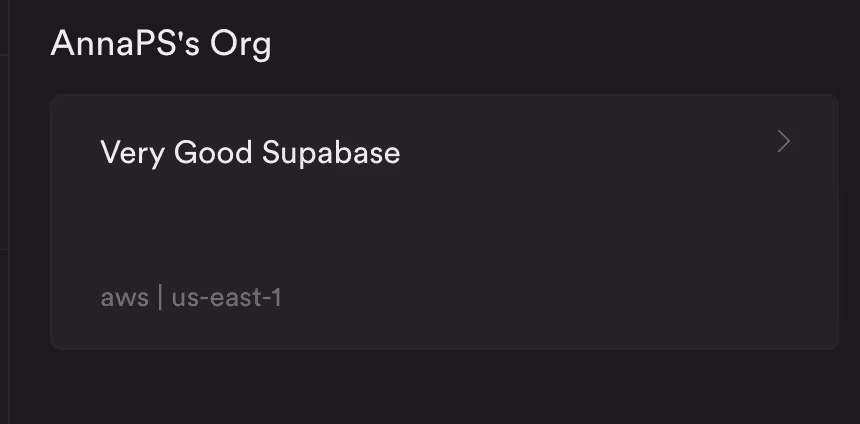 Dashboard with new project